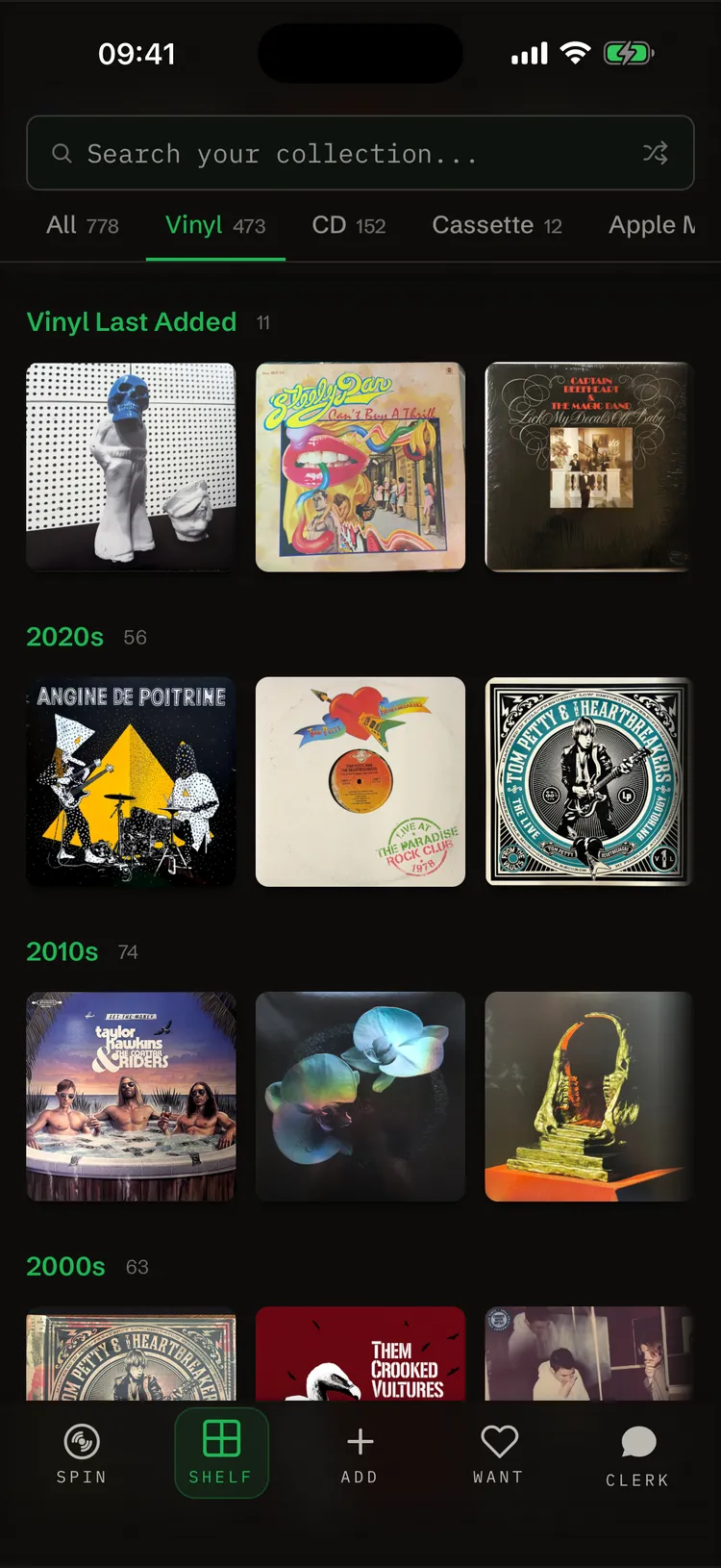 My Shelf — your collection by format and decade