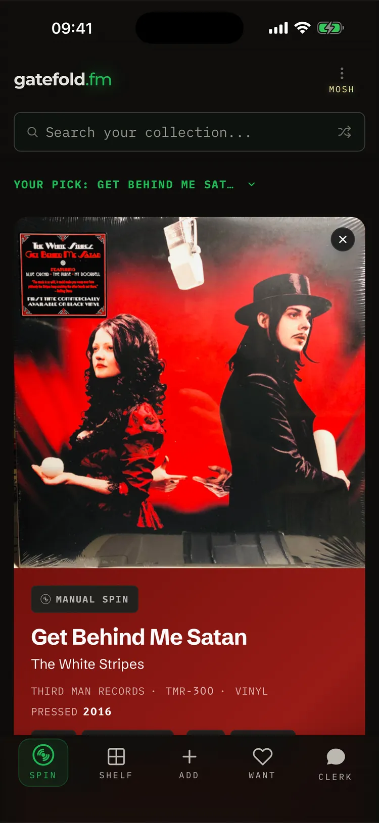 The spin card — Get Behind Me Satan pulled from your shelf